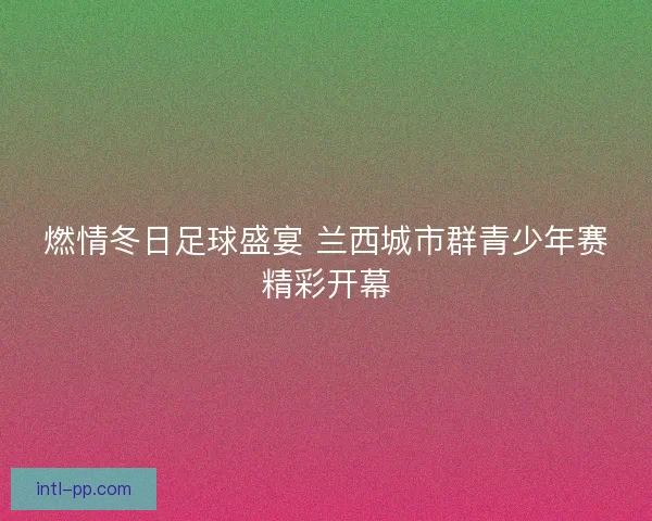 燃情冬日足球盛宴 兰西城市群青少年赛精彩开幕 燃情冬日足球盛宴 兰西城市群青少年赛精彩开幕